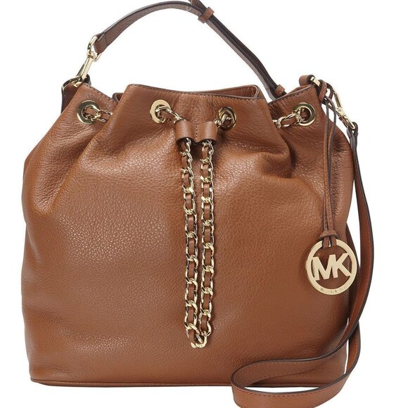 Michael Kors "Frankie" Drawstring Messenger Bag Leather shoulder/cross body - Picture 1 of 14